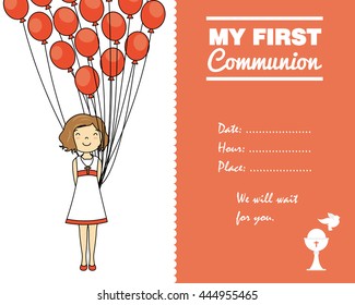 communion invitation card for girl