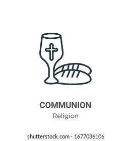 Communion outline vector icon. Thin line black communion icon, flat vector simple element illustration from editable religion concept isolated stroke on white background