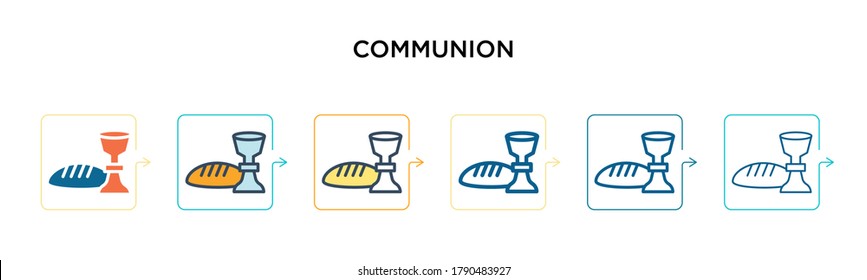 Communion vector icon in 6 different modern styles. Black, two colored communion icons designed in filled, outline, line and stroke style. Vector illustration can be used for web, mobile, ui