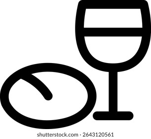 Communion Wine and Bread in Line Art