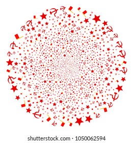 Communism curl rotation. Element cyclone organized from scatter communism items. Vector illustration style is flat iconic symbols.