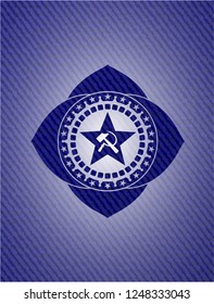 communism icon with denim texture