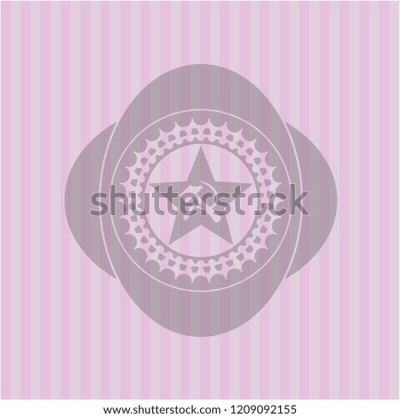 communism icon inside badge with pink background
