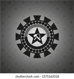 communism icon inside black badge
