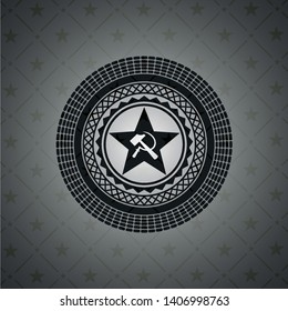 communism icon inside black emblem. Vintage.