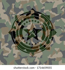 communism icon inside camo emblem. 