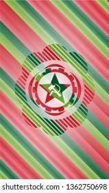 communism icon inside christmas badge background.