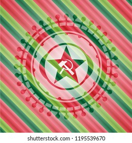 communism icon inside christmas colors style emblem.