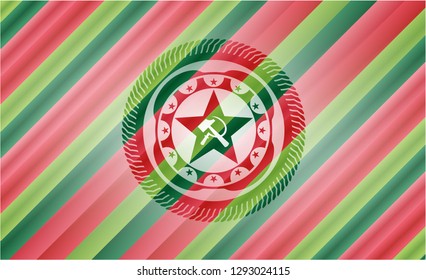communism icon inside christmas emblem.