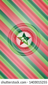 communism icon inside christmas style badge..