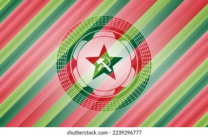communism icon inside christmas style emblem. 