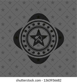 communism icon inside dark badge