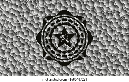 icono del comunismo dentro de una placa oscura con burbujas grises fondo. Ilustración vectorial. Detallado.