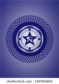 communism icon inside emblem with jean high quality background