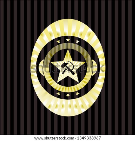 communism icon inside gold shiny emblem