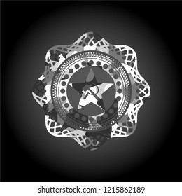 communism icon inside grey camo emblem
