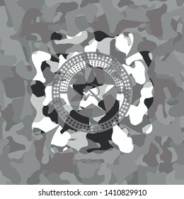 communism icon inside grey camo emblem