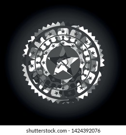communism icon inside grey camouflage emblem