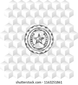 communism icon inside grey emblem. Vintage with geometric cube white background