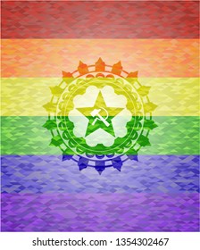 communism icon inside lgbt colors emblem 
