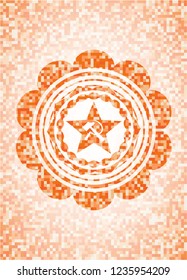 communism icon inside orange tile background illustration. Square geometric mosaic seamless pattern with emblem inside.