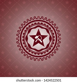 communism icon inside realistic red emblem