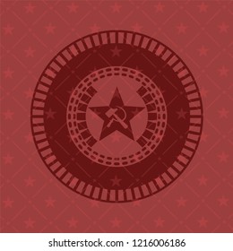 communism icon inside red emblem. Vintage.