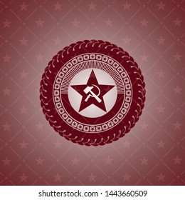 communism icon inside red emblem. Retro