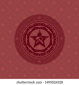 communism icon inside red emblem. Vintage.