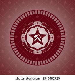 communism icon inside red emblem