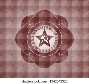 communism icon inside red geometric emblem. Seamless.