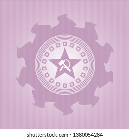 communism icon inside retro pink emblem