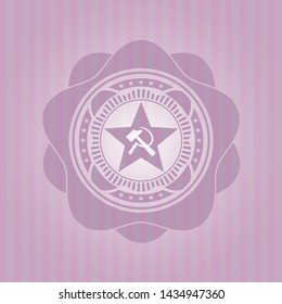 communism icon inside retro pink emblem