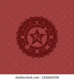 communism icon inside retro red emblem