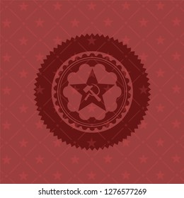 communism icon inside retro red emblem