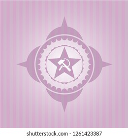communism icon inside retro style pink emblem