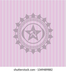 communism icon inside retro style pink emblem