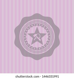 communism icon inside retro style pink emblem