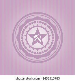 communism icon inside retro style pink emblem