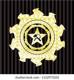 communism icon inside shiny emblem