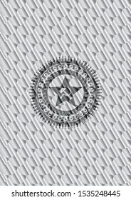 communism icon inside shiny silver badge. Scales pattern. Vector Illustration. Detailed.
