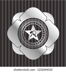communism icon inside silver shiny emblem