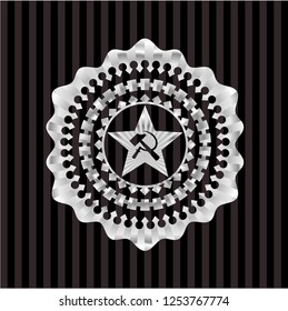 communism icon inside silver shiny emblem