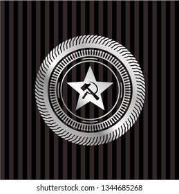 communism icon inside silver shiny emblem