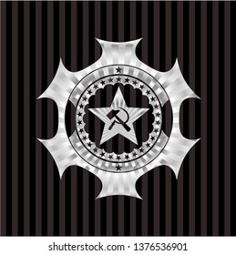 communism icon inside silver shiny emblem
