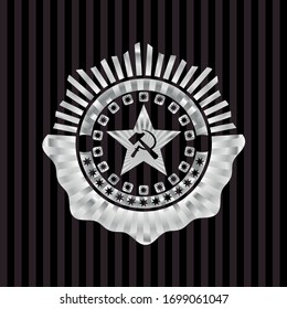 communism icon inside silver shiny emblem