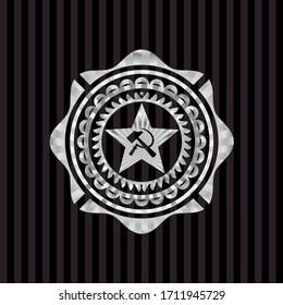 communism icon inside silver shiny emblem. 