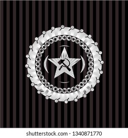 communism icon inside silvery shiny emblem