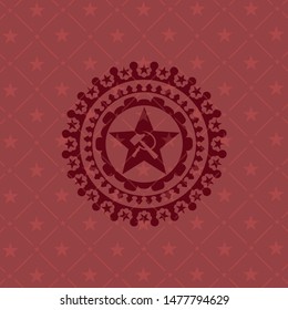 communism icon inside vintage red emblem