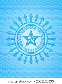 communism icon inside water emblem. 